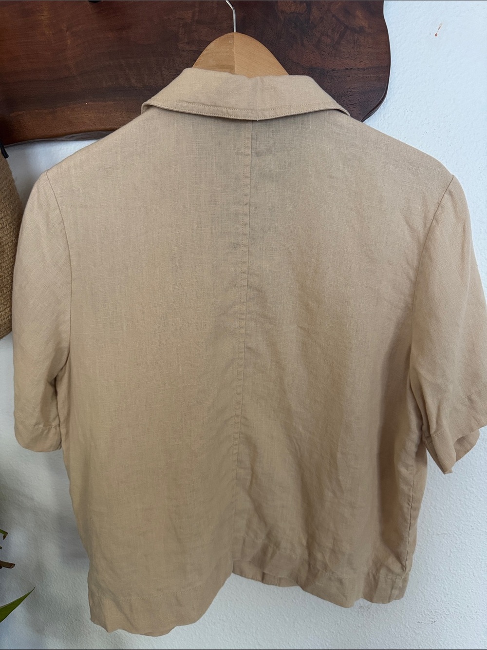 Everlane Linen Casual Short-Sleeve Camp Button-Up Pockets Beige small - Picture 6 of 6